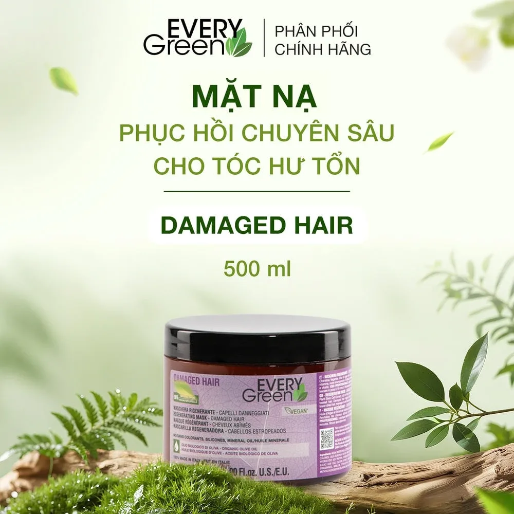 EVERY GREEN Vegan Damaged Hair Mask - MẶT NẠ PHỤC HỒI CHUYÊN SÂU CHO TÓC HƯ TỔN - 500ML