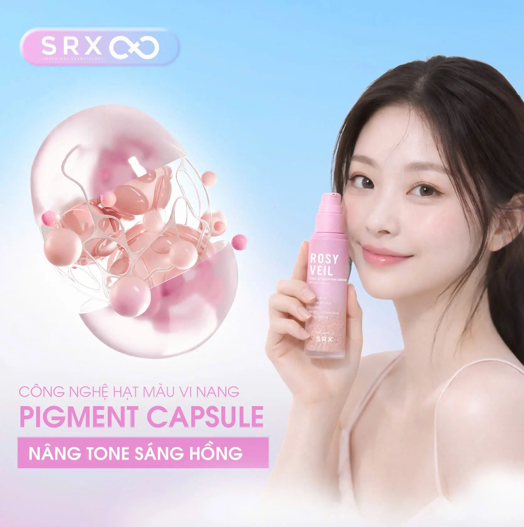ROSY VEIL TONE UP GLOW SUN SERUM SPF50 PA++++ (50ML)